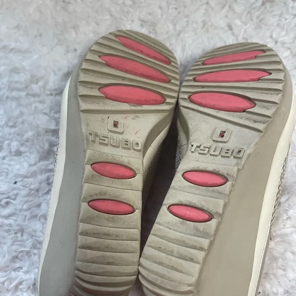 TSUBO Wedge Leather & Mesh khaki & beige Sneakers SZ9